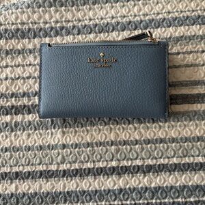 Kate Spade Slim Bi-Fold Blue Leather Wallet